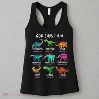 God Says I Am Dinosaur Funny Dino Bible Verse Women's Tank Top thumb 3