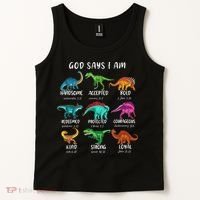 God Says I Am Dinosaur Funny Dino Bible Verse Tank Top thumb 2