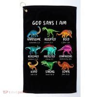 God Says I Am Dinosaur Funny Dino Bible Verse Golf Towel thumb 0