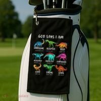 God Says I Am Dinosaur Funny Dino Bible Verse Golf Towel thumb 2