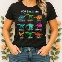 God Says I Am Dinosaur Funny Dino Bible Verse Women's T-Shirt thumb 2