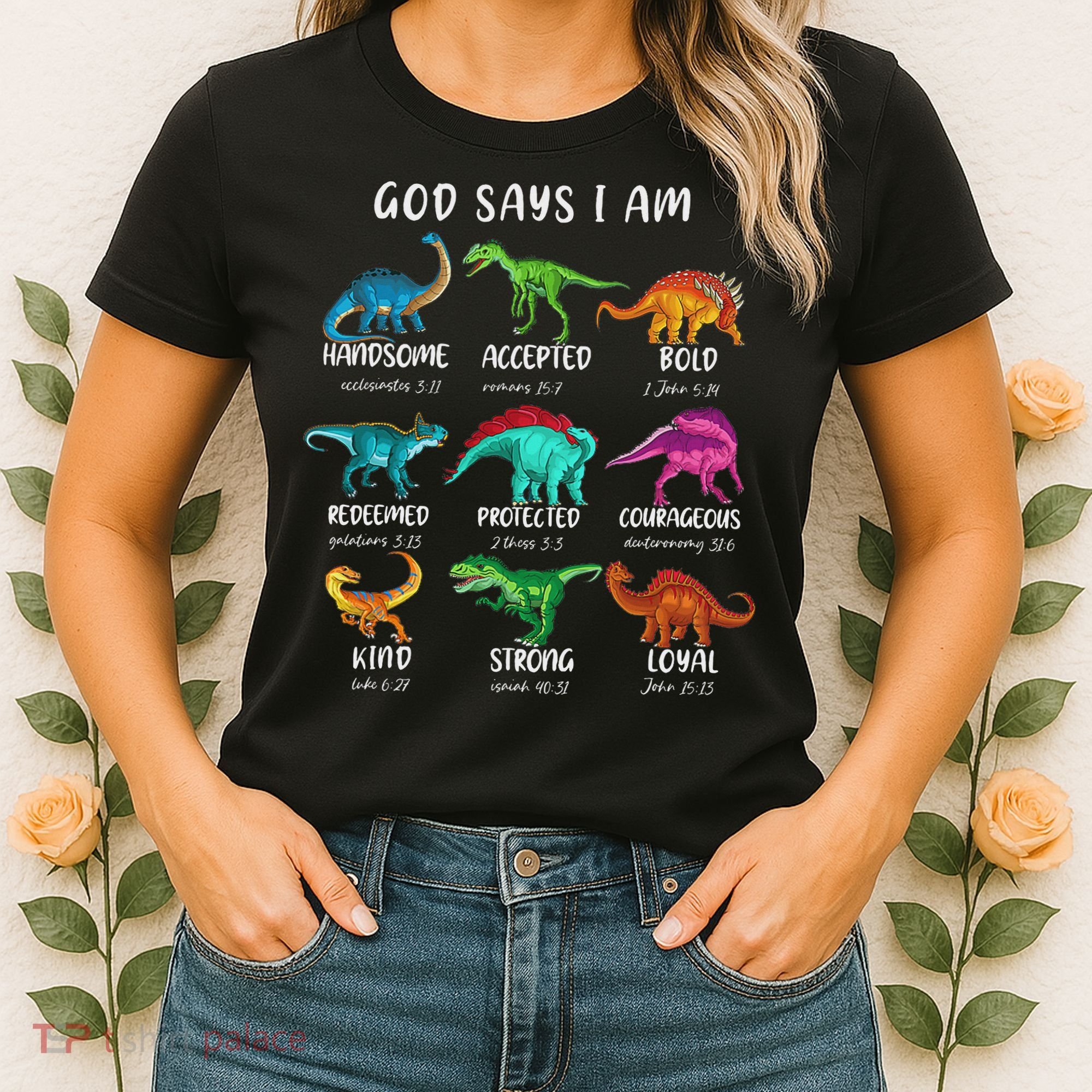 God Says I Am Dinosaur Funny Dino Bible Verse Women's T-Shirt