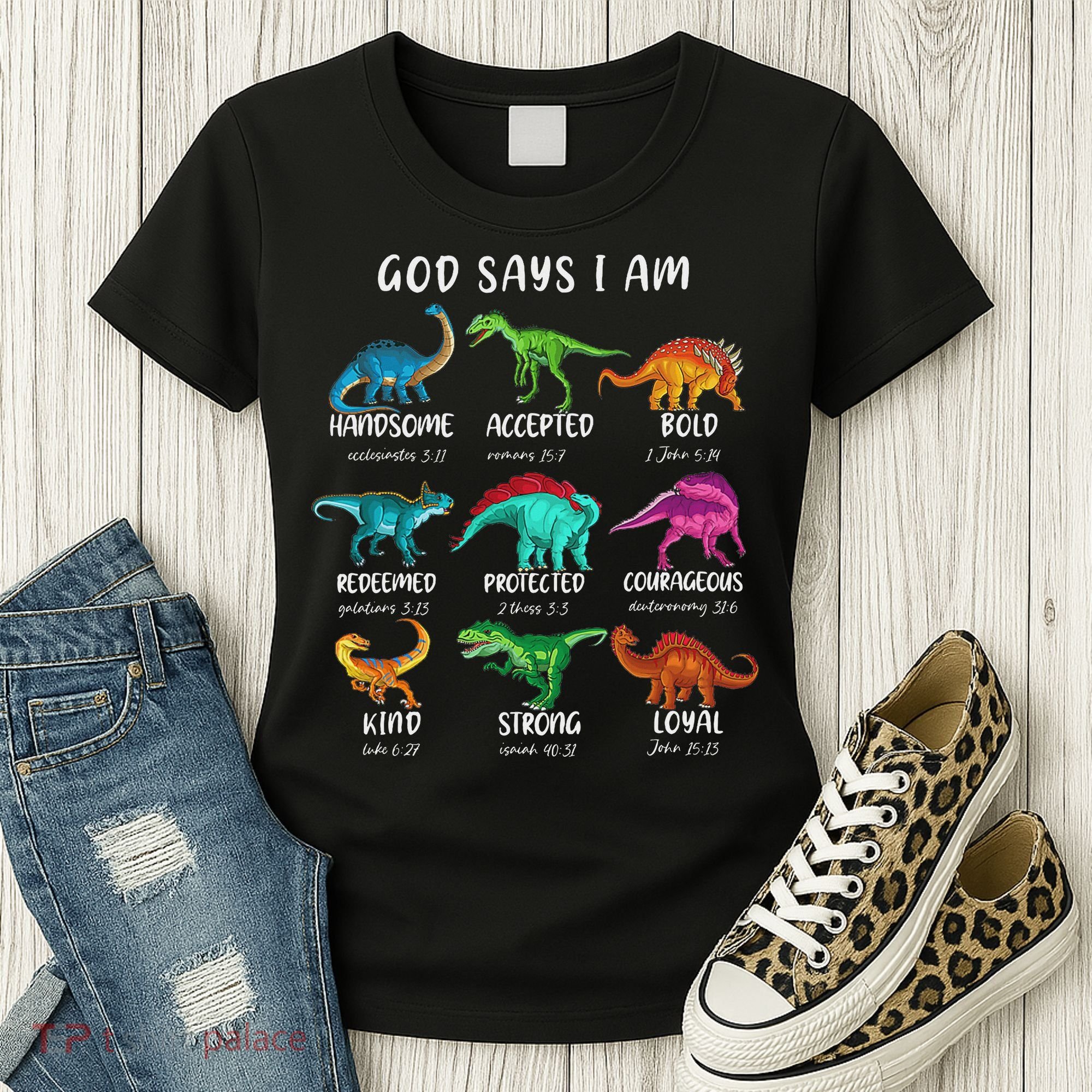 God Says I Am Dinosaur Funny Dino Bible Verse Women's T-Shirt