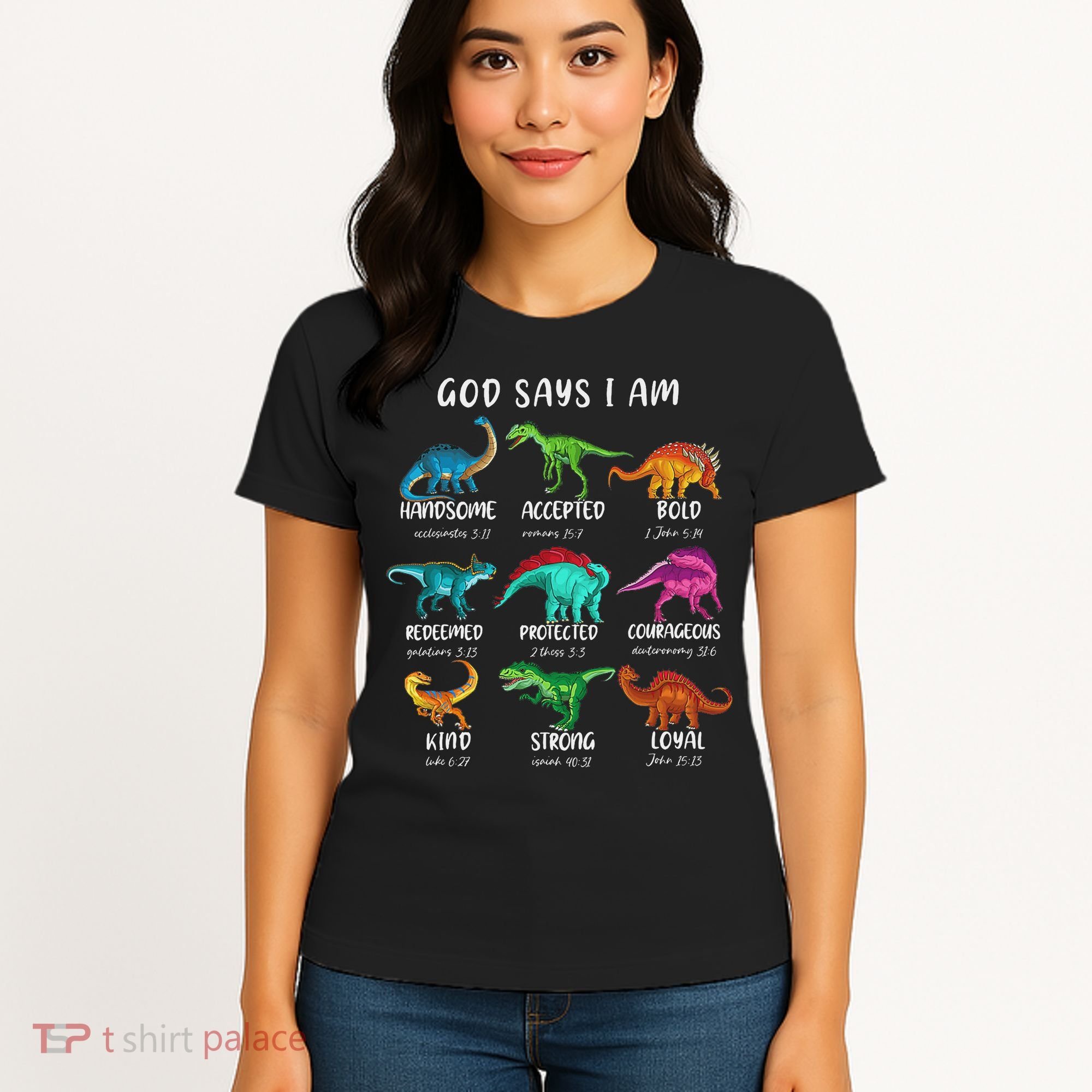 God Says I Am Dinosaur Funny Dino Bible Verse Women's T-Shirt