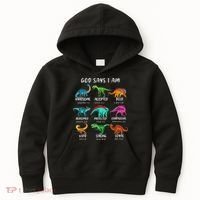 God Says I Am Dinosaur Funny Dino Bible Verse Kids Hoodie thumb 0