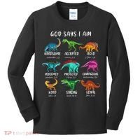 God Says I Am Dinosaur Funny Dino Bible Verse Kids Long Sleeve Shirt thumb 0