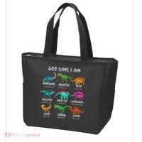 God Says I Am Dinosaur Funny Dino Bible Verse Tote Bag thumb 3