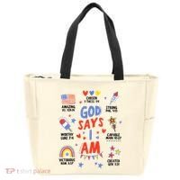 God Says I Am July 4th Christian Bible Verse Tote Bag thumb 0