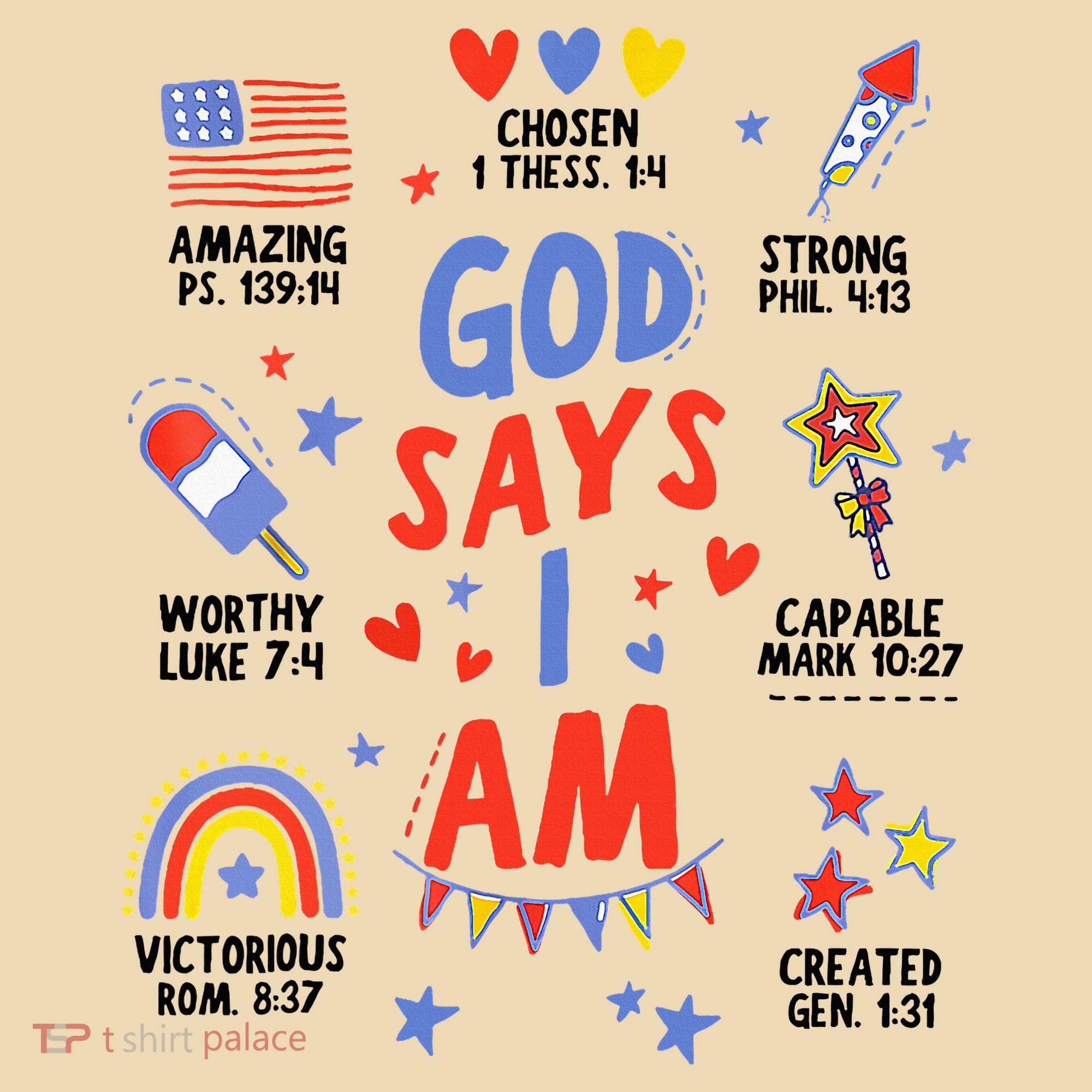 God Says I Am July 4th Christian Bible Verse Tote Bag