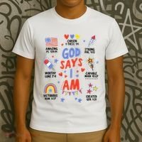 God Says I Am July 4th Christian Bible Verse T-Shirt thumb 3