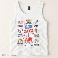 God Says I Am July 4th Christian Bible Verse Tank Top thumb 2