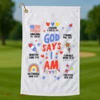 God Says I Am July 4th Christian Bible Verse Golf Towel thumb 1