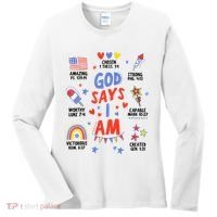 God Says I Am July 4th Christian Bible Verse Women's Long Sleeve Shirt thumb 0