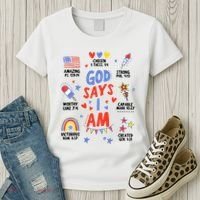 God Says I Am July 4th Christian Bible Verse Women's T-Shirt thumb 3