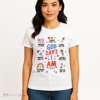 God Says I Am July 4th Christian Bible Verse Women's T-Shirt thumb 4