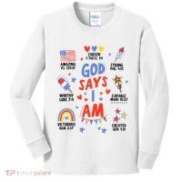 God Says I Am July 4th Christian Bible Verse Kids Long Sleeve Shirt thumb 0