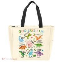 God Says I Am Dinosaur Lover Bible Verse Tote Bag thumb 0