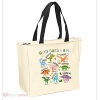 God Says I Am Dinosaur Lover Bible Verse Tote Bag thumb 2
