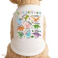 God Says I Am Dinosaur Lover Bible Verse Doggie Tank thumb 0