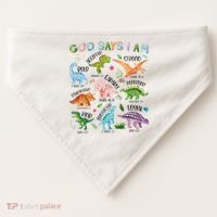 God Says I Am Dinosaur Lover Bible Verse USA-Made Doggie Bandana thumb 0
