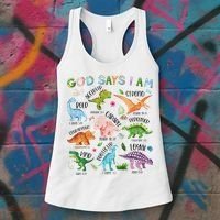 God Says I Am Dinosaur Lover Bible Verse Women's Tank Top thumb 3