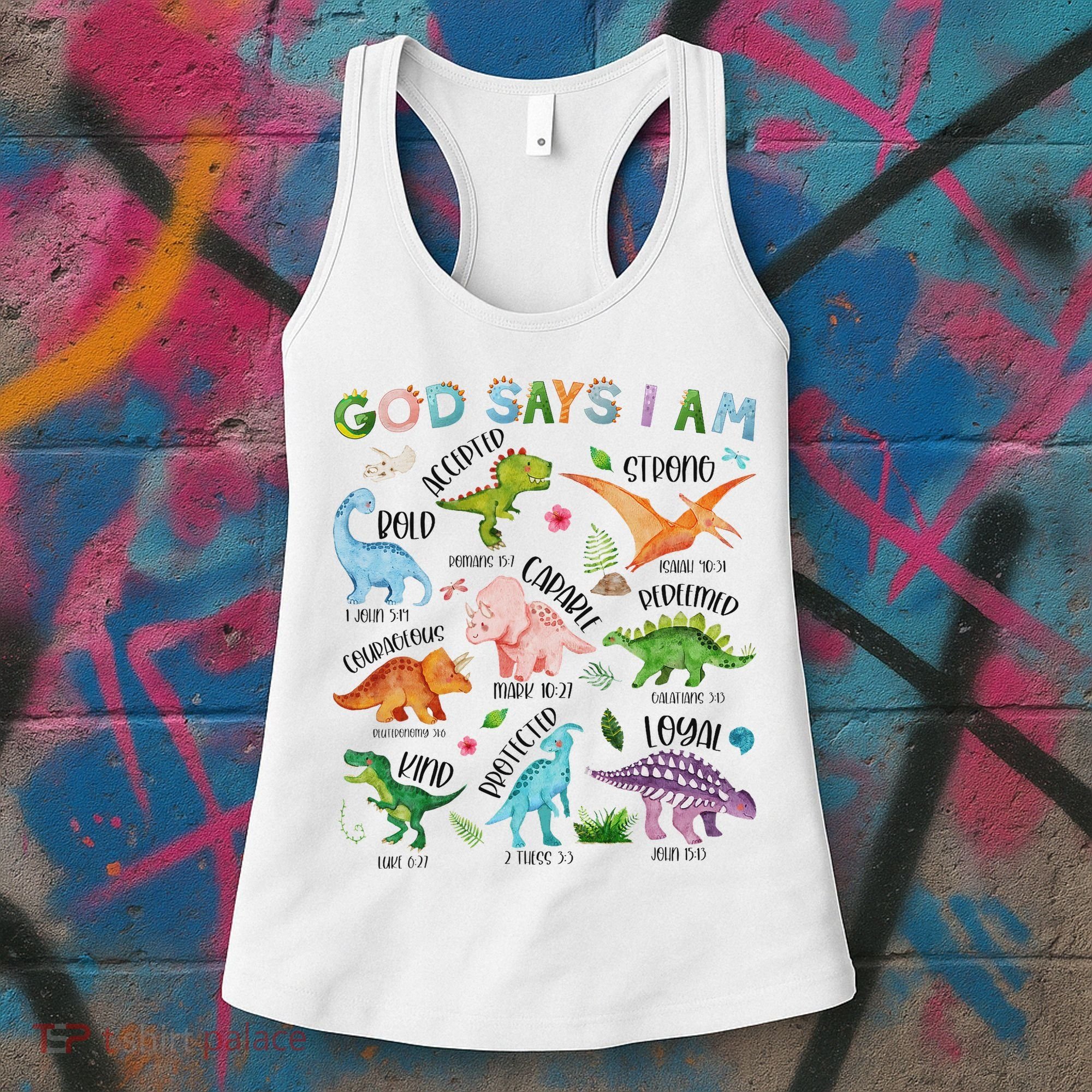God Says I Am Dinosaur Lover Bible Verse Women's Tank Top