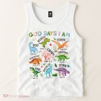 God Says I Am Dinosaur Lover Bible Verse Tank Top thumb 2
