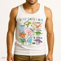 God Says I Am Dinosaur Lover Bible Verse Tank Top thumb 3