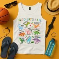 God Says I Am Dinosaur Lover Bible Verse Tank Top thumb 4