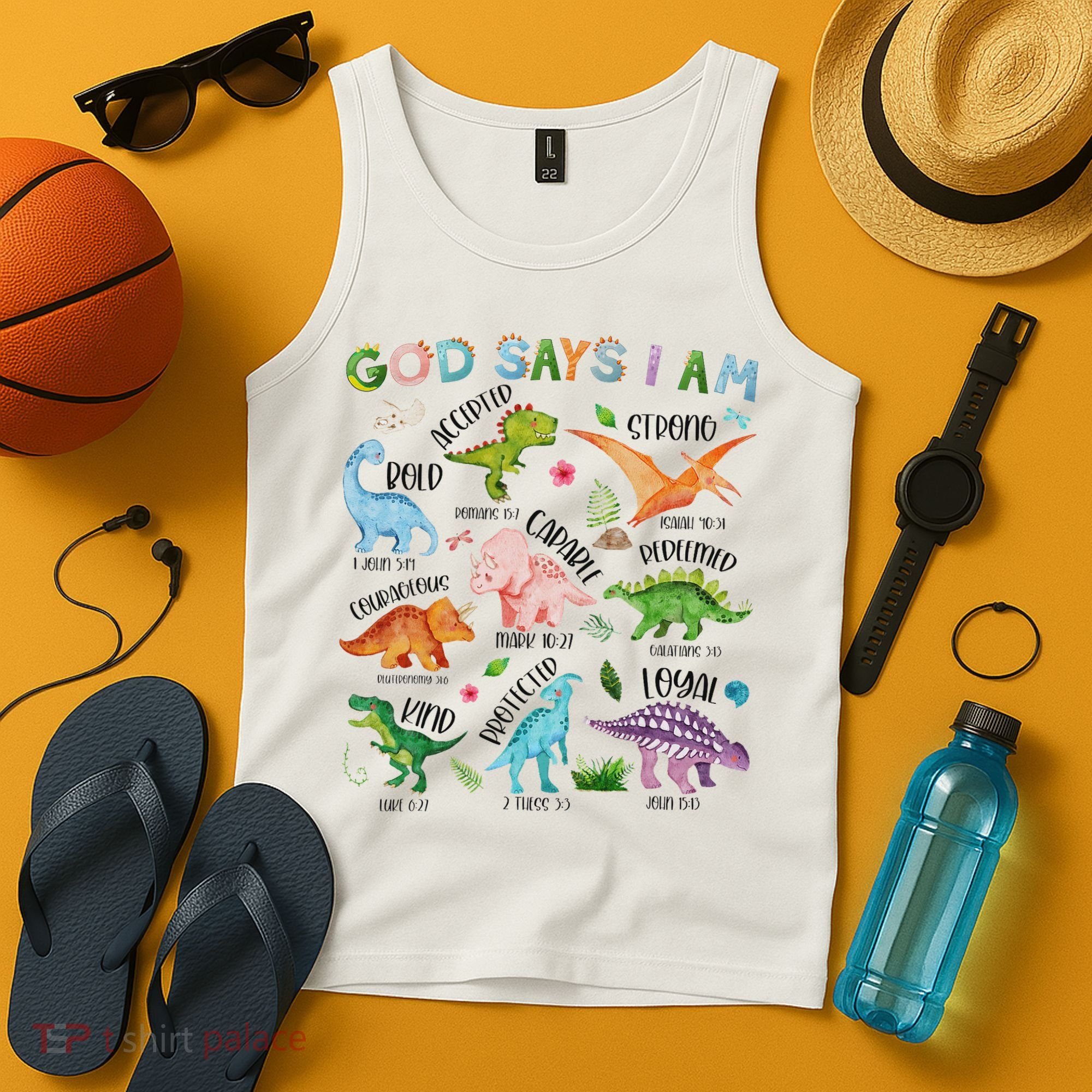 God Says I Am Dinosaur Lover Bible Verse Tank Top