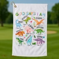 God Says I Am Dinosaur Lover Bible Verse Golf Towel thumb 1
