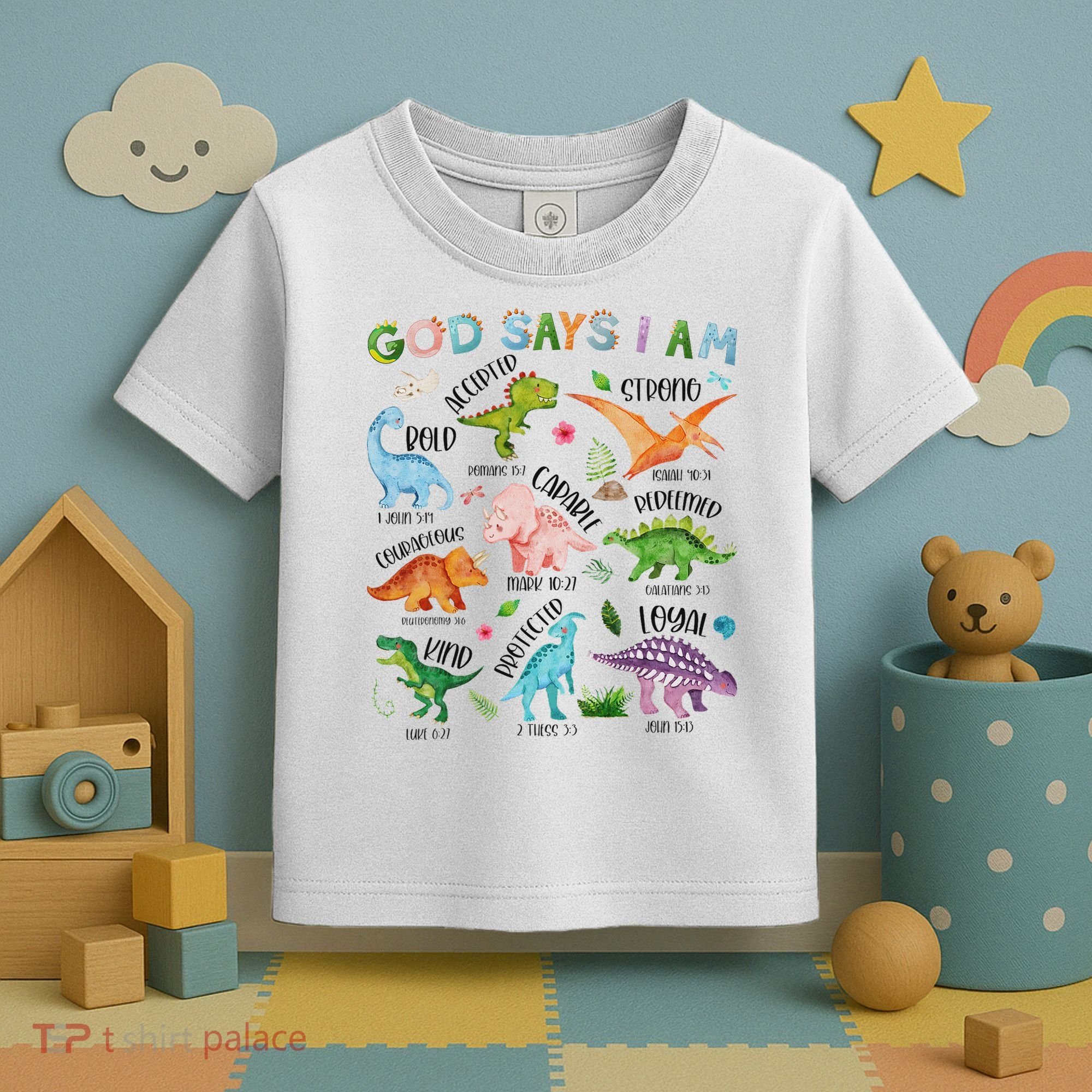 God Says I Am Dinosaur Lover Bible Verse Toddler T-Shirt