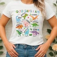 God Says I Am Dinosaur Lover Bible Verse Women's T-Shirt thumb 2