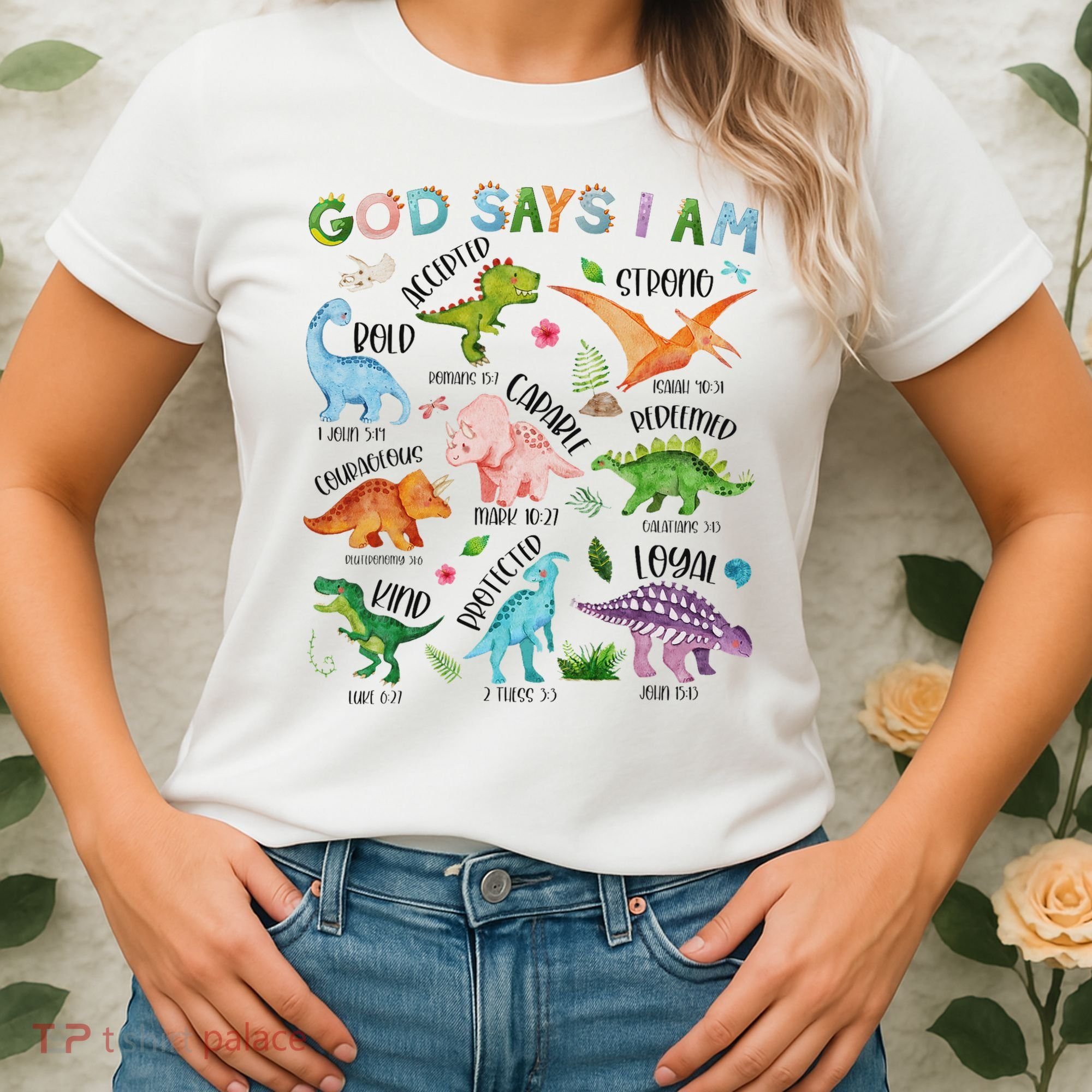 God Says I Am Dinosaur Lover Bible Verse Women's T-Shirt