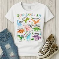 God Says I Am Dinosaur Lover Bible Verse Women's T-Shirt thumb 3