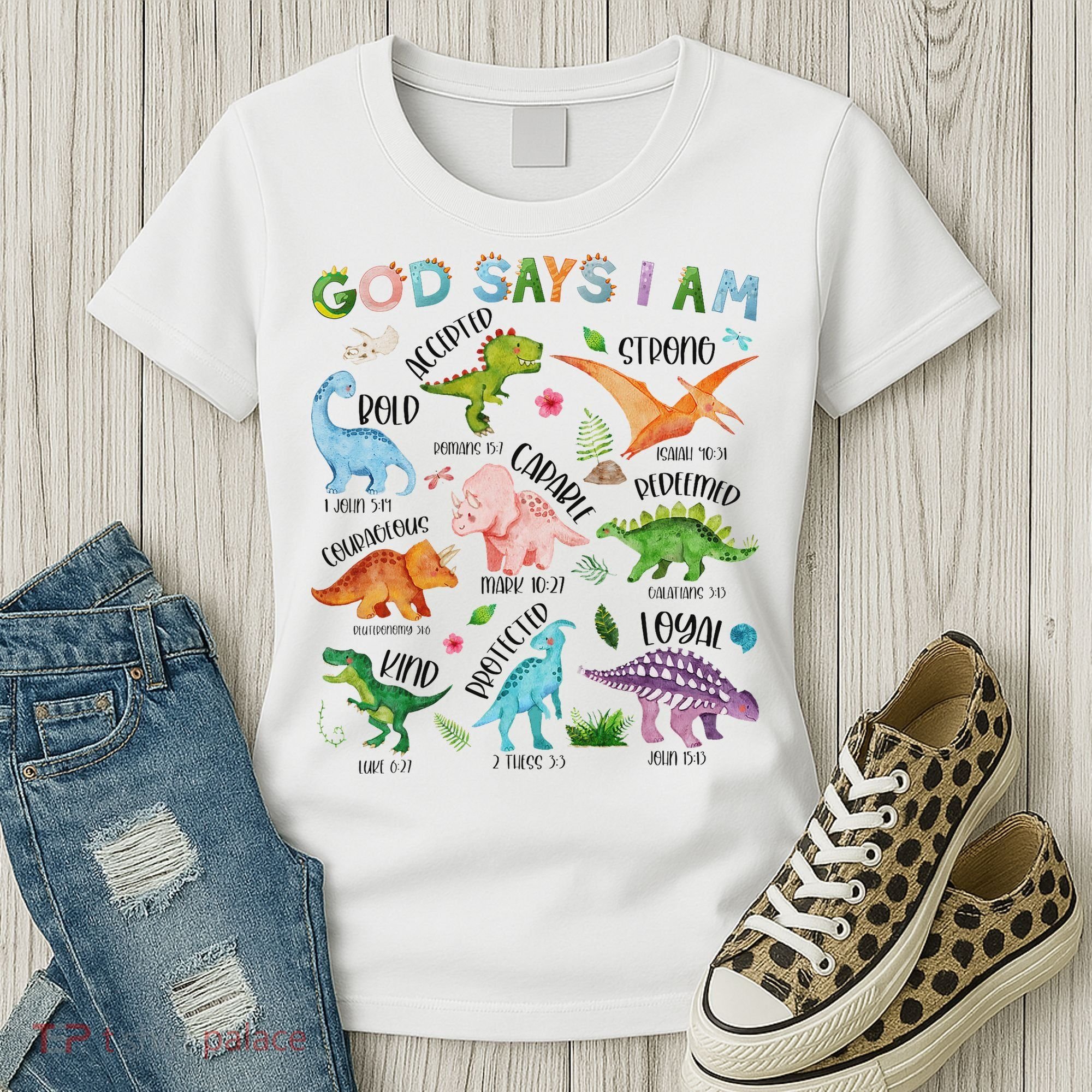 God Says I Am Dinosaur Lover Bible Verse Women's T-Shirt