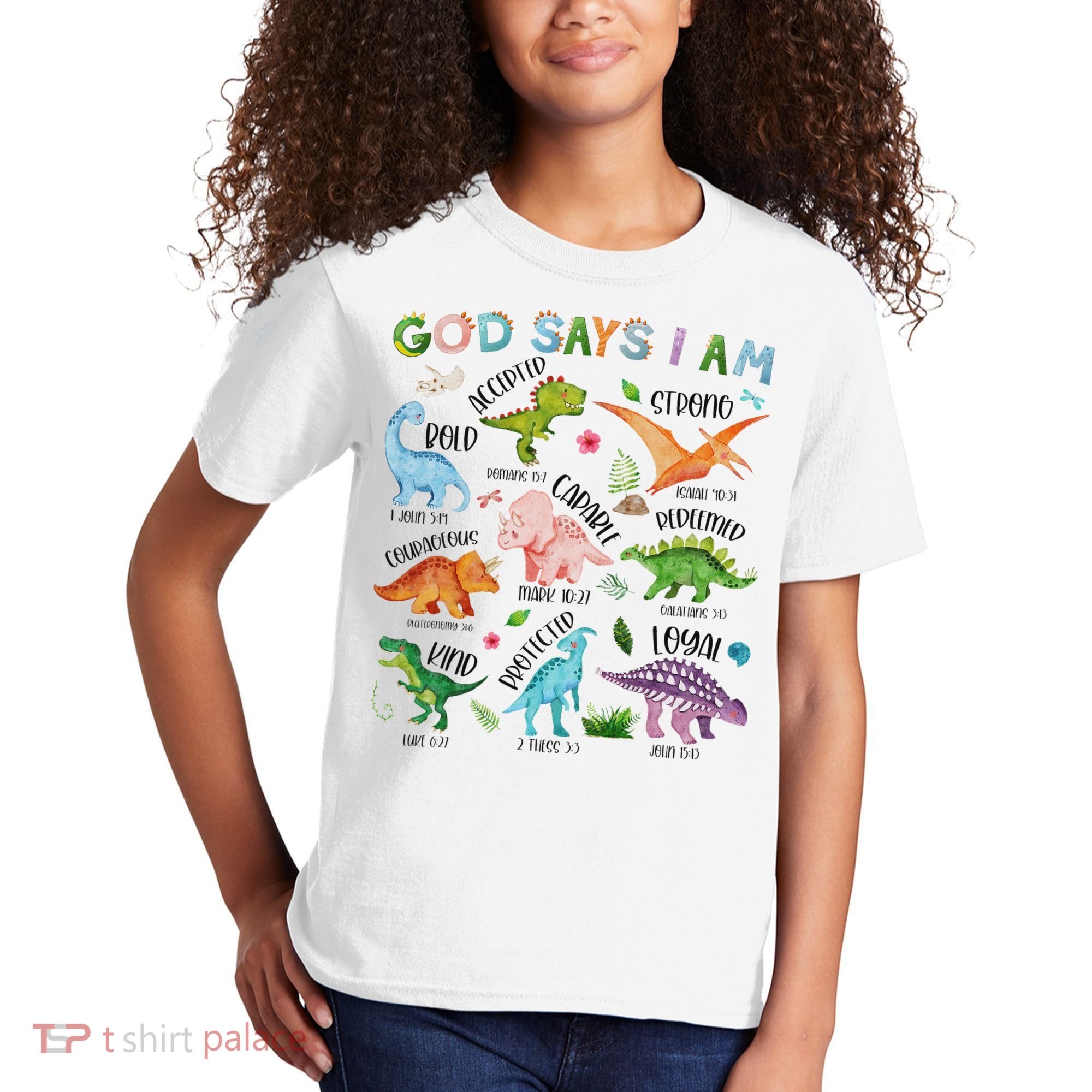 God Says I Am Dinosaur Lover Bible Verse Kids T-Shirt