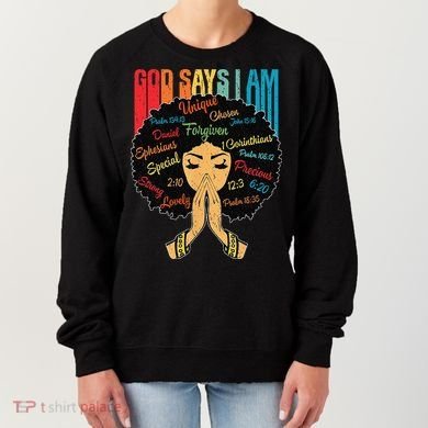 God Says I Am Black Melanin Black Retro Juneteenth Women's Sweatshirt