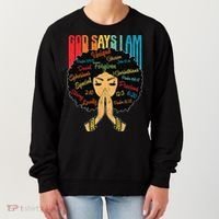 God Says I Am Black Melanin Black Retro Juneteenth Women's Sweatshirt thumb 0
