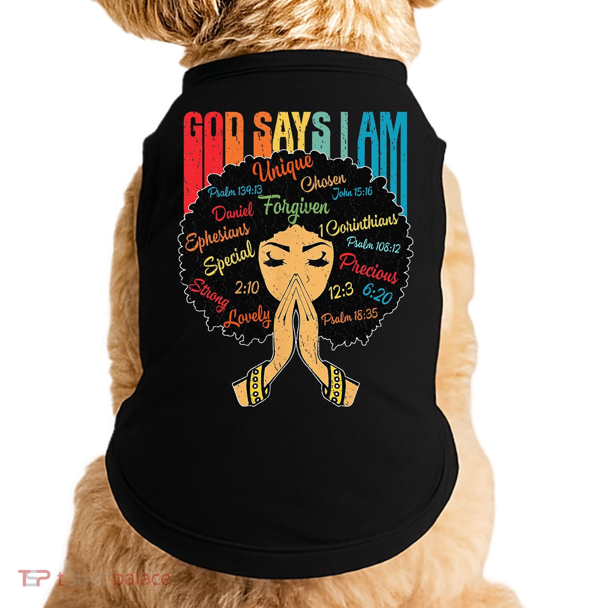 God Says I Am Black Melanin Black Retro Juneteenth Doggie Tank