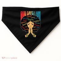 God Says I Am Black Melanin Black Retro Juneteenth USA-Made Doggie Bandana thumb 0