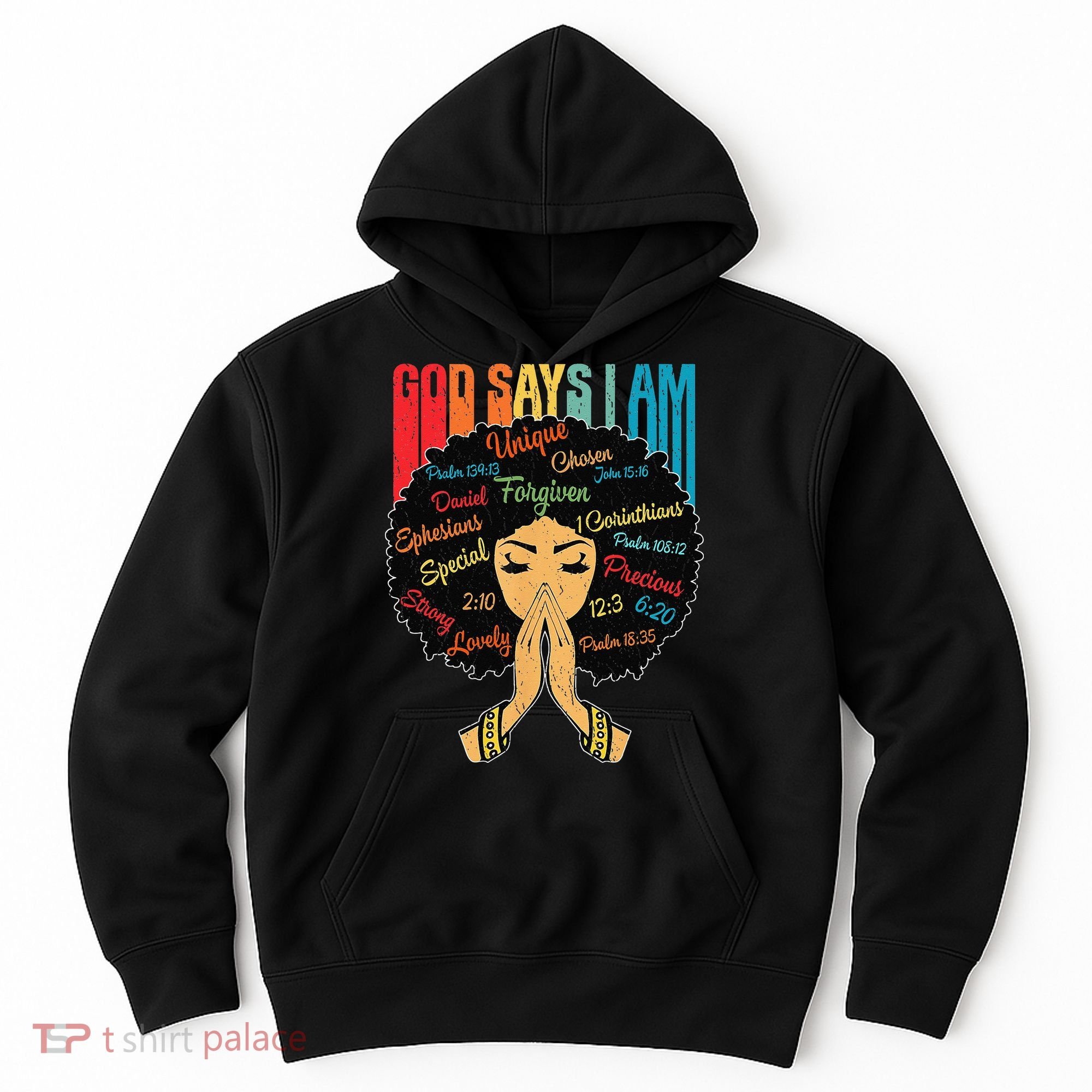 God Says I Am Black Melanin Black Retro Juneteenth Hoodie