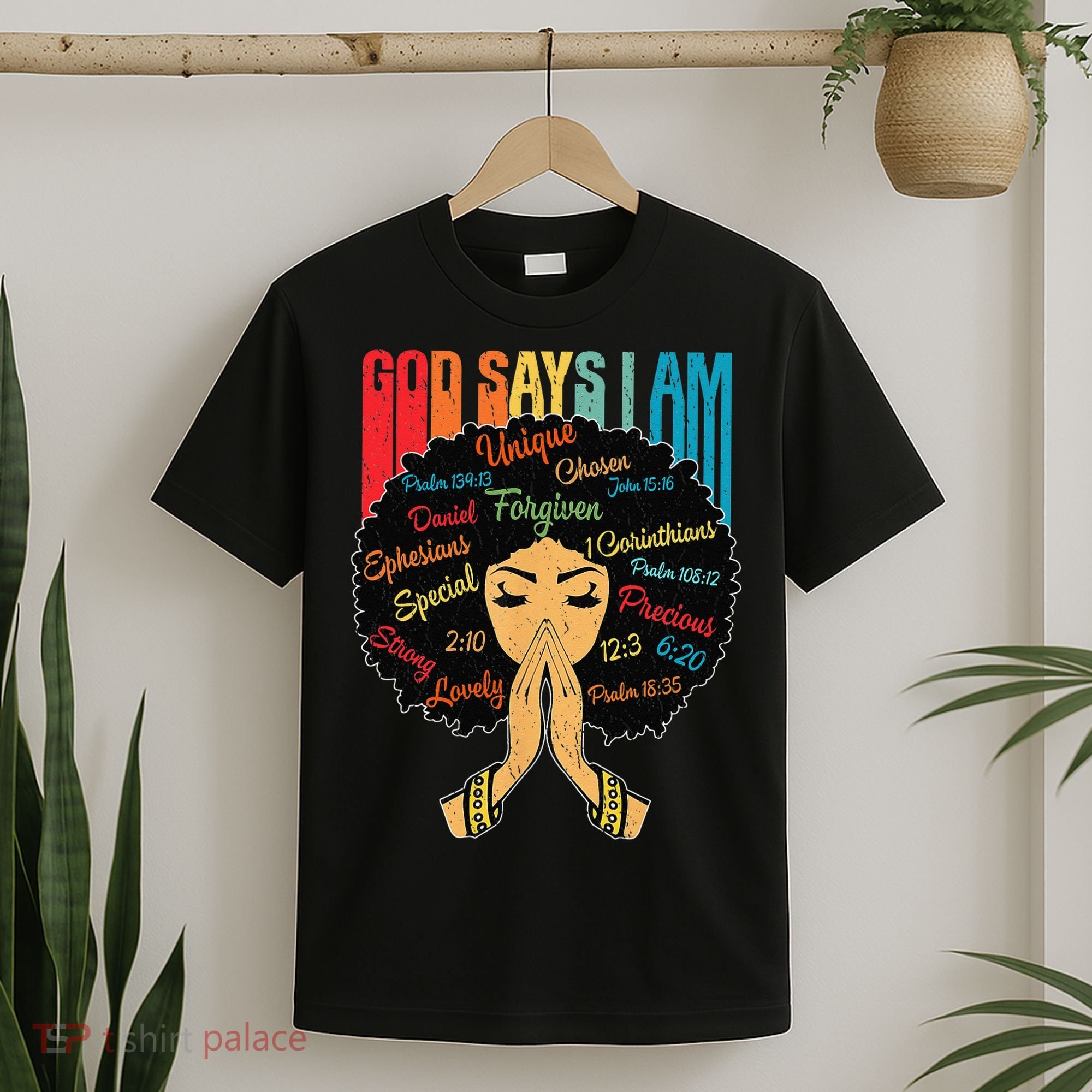 God Says I Am Black Melanin Black Retro Juneteenth T-Shirt