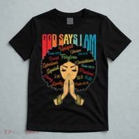God Says I Am Black Melanin Black Retro Juneteenth T-Shirt thumb 5