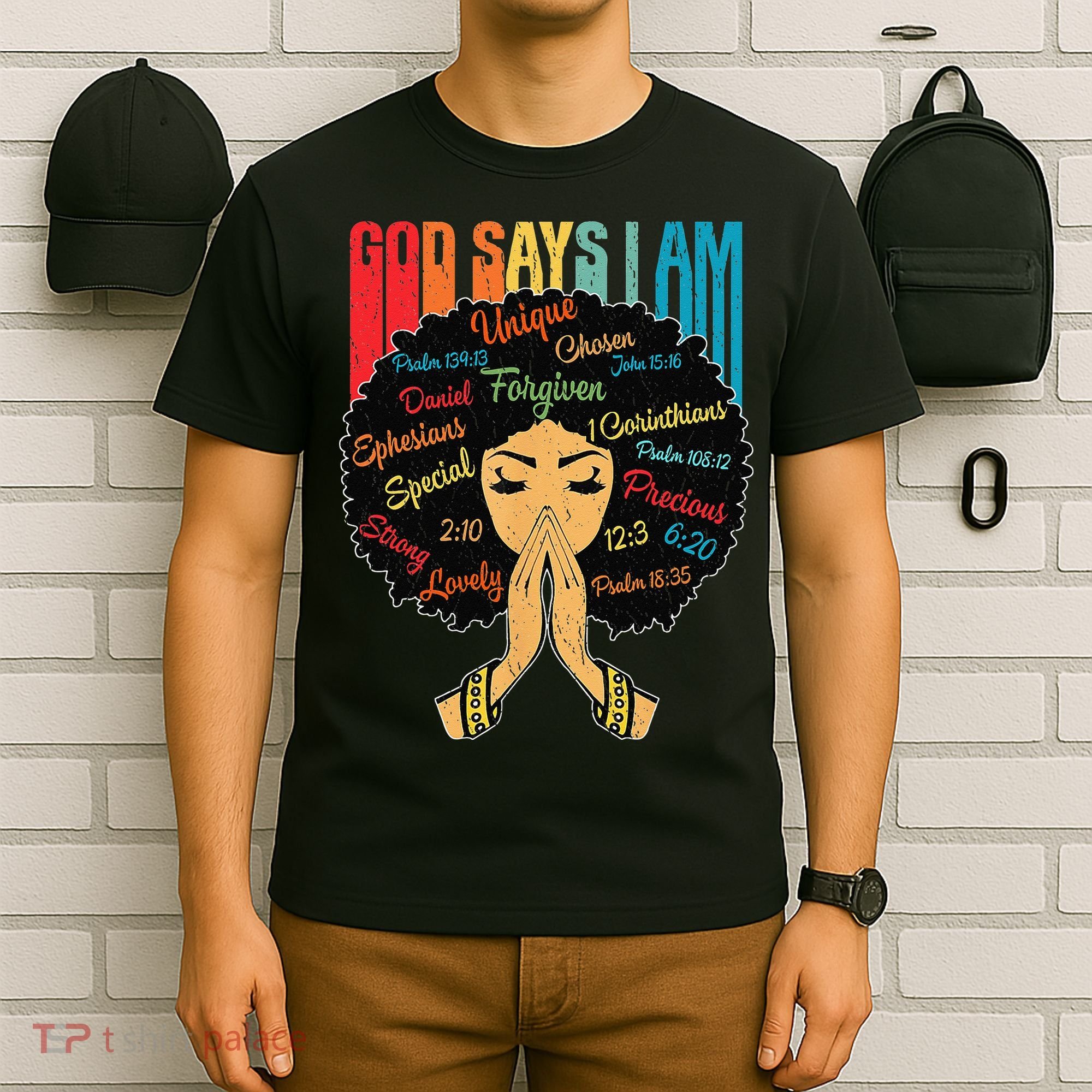 God Says I Am Black Melanin Black Retro Juneteenth T-Shirt
