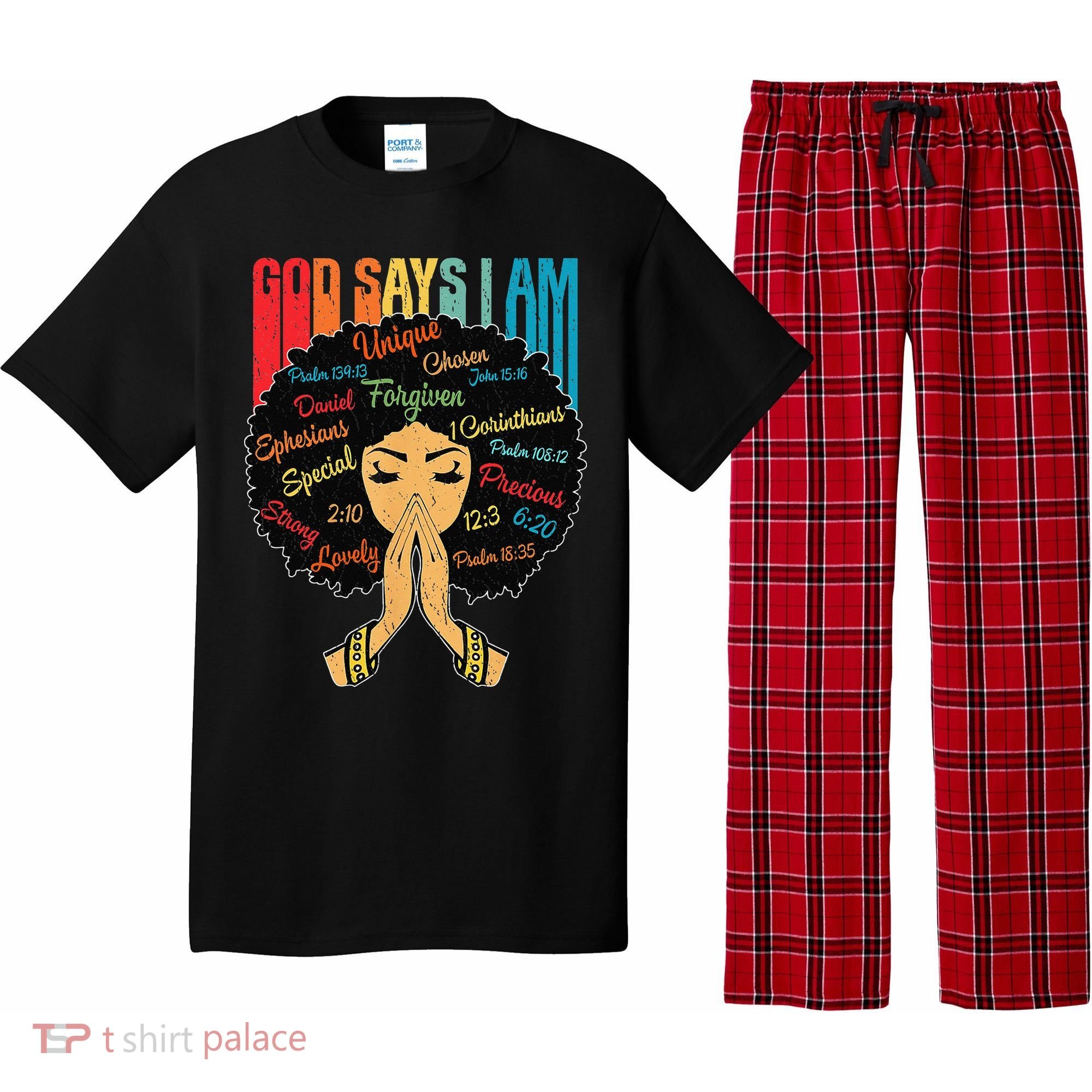 God Says I Am Black Melanin Black Retro Juneteenth Pajama Set