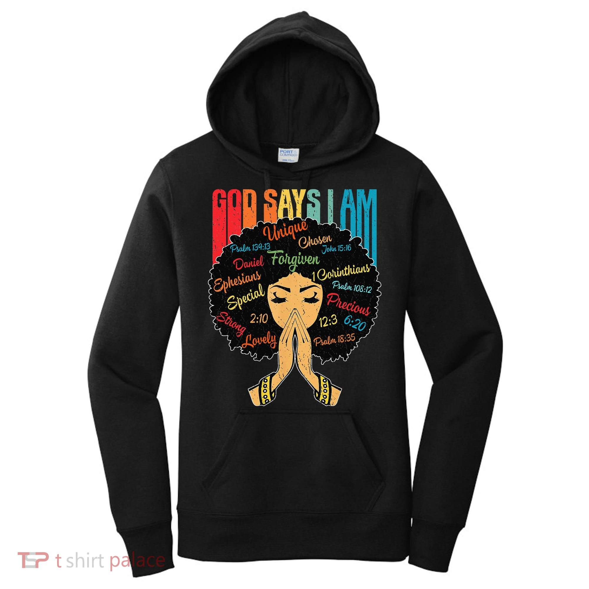 God Says I Am Black Melanin Black Retro Juneteenth Women's Hoodie