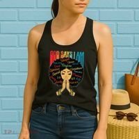 God Says I Am Black Melanin Black Retro Juneteenth Women's Tank Top thumb 2