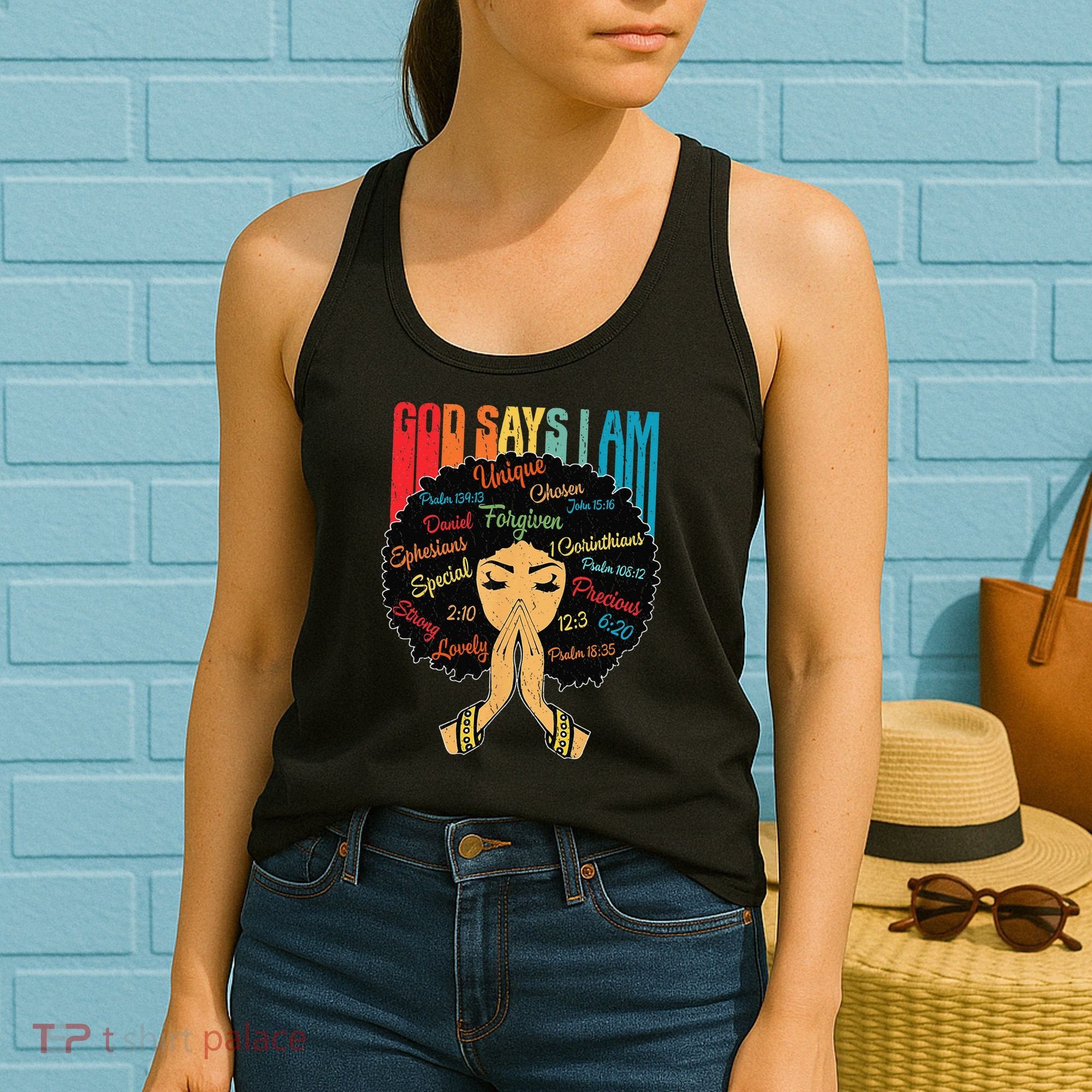 God Says I Am Black Melanin Black Retro Juneteenth Women's Tank Top