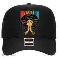God Says I Am Black Melanin Black Retro Juneteenth Hat thumb 0